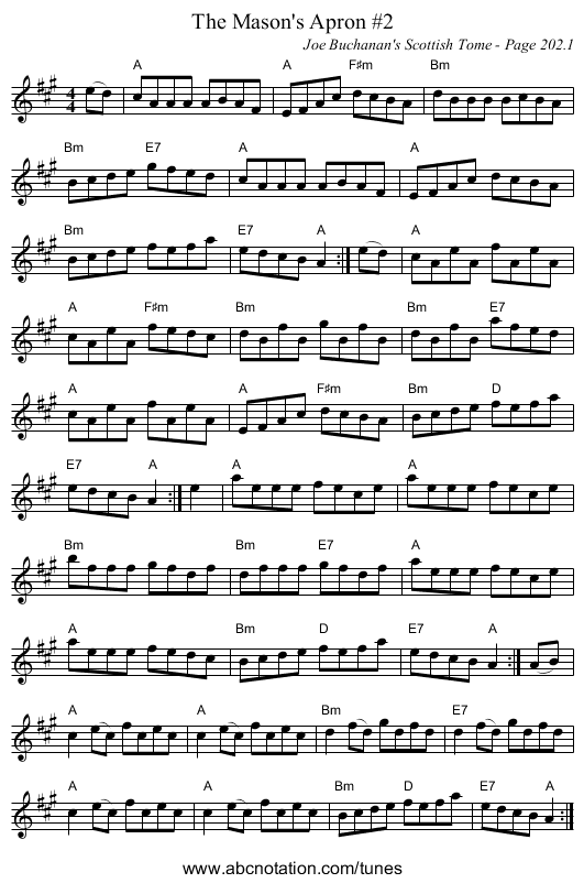 Mason's Apron #2, The - staff notation