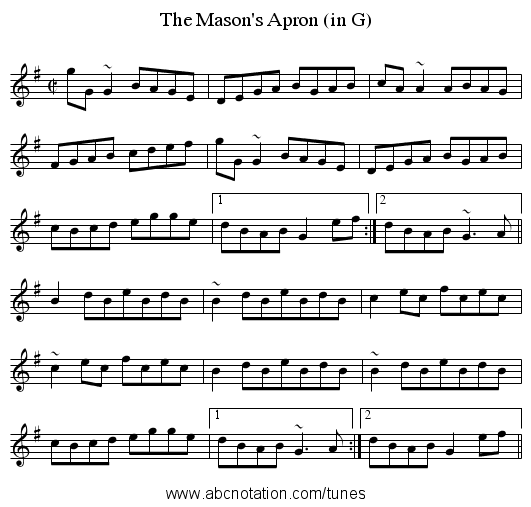 Mason's Apron (in G), The - staff notation