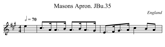 Masons Apron. JBu.35 - staff notation