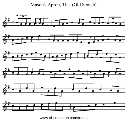 Mason's Apron, The  (Old Scotch) - staff notation