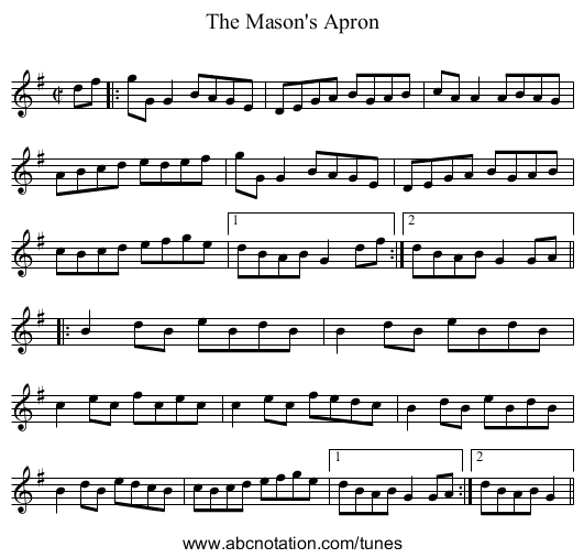Mason's Apron, The - staff notation