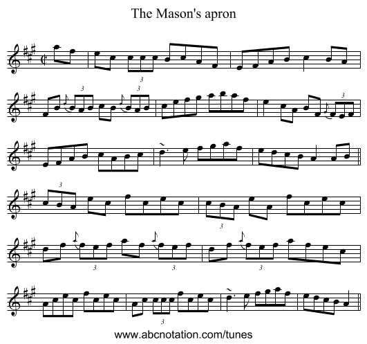 Mason's apron, The - staff notation