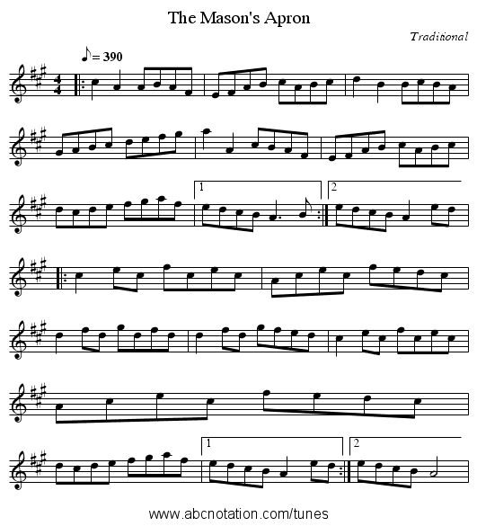 Mason's Apron, The - staff notation