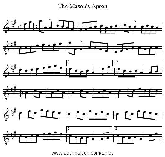 Mason's Apron, The - staff notation