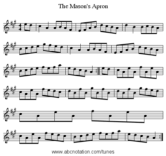 Mason's Apron, The - staff notation