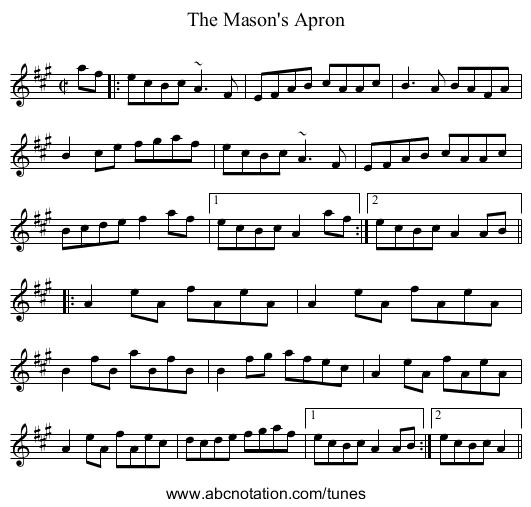 Mason's Apron, The - staff notation