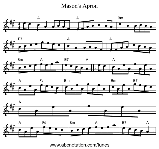 Mason's Apron - staff notation