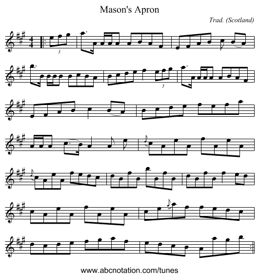 Mason's Apron - staff notation