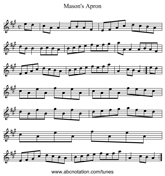 Mason's Apron - staff notation