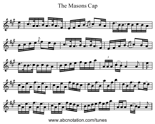 Masons Cap, The - staff notation
