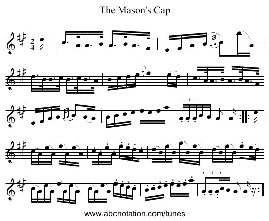 Mason's Cap, The - staff notation