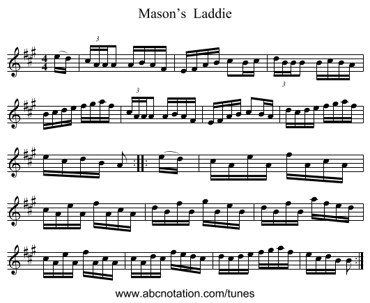 Mason’s  Laddie - staff notation