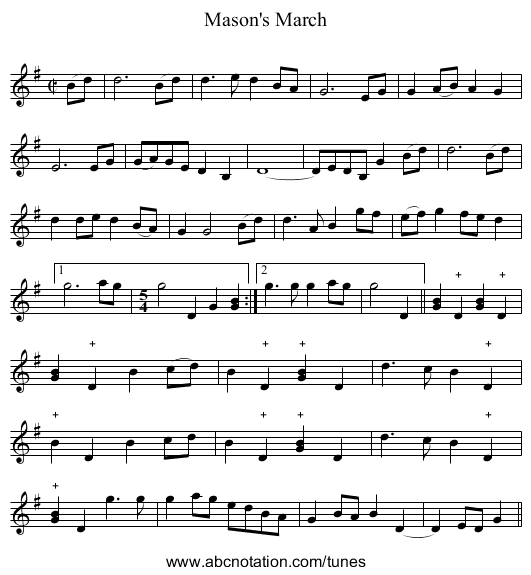 Mason's March - staff notation