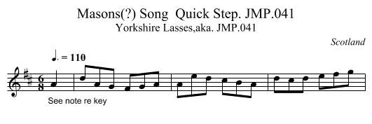 Masons(?) Song  Quick Step. JMP.041 - staff notation