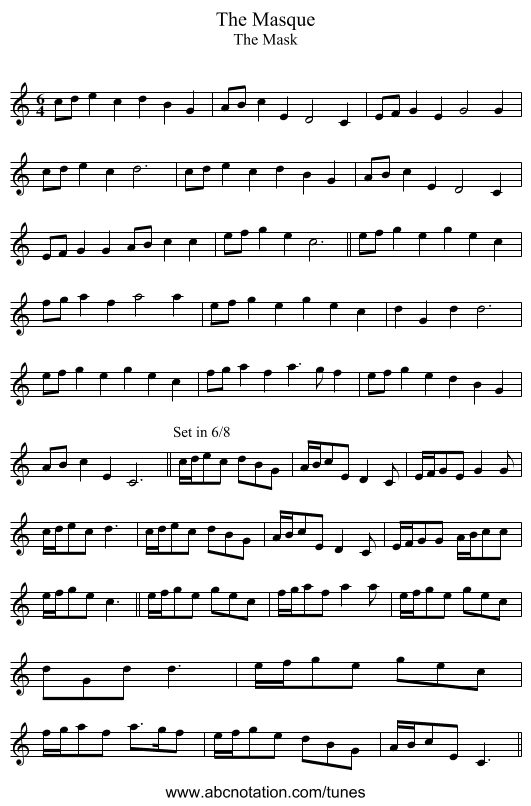Masque, The - staff notation