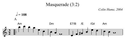 Masquerade (3:2) - staff notation
