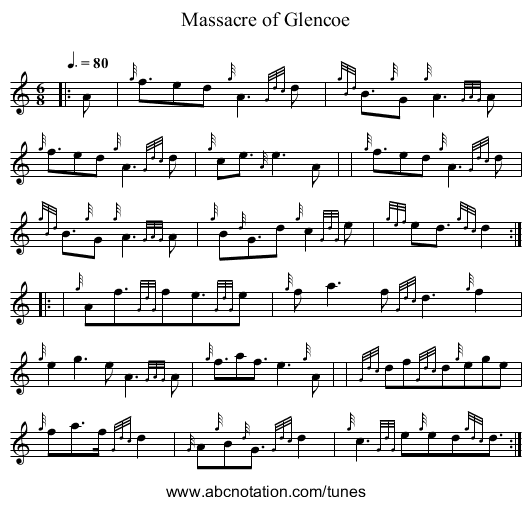 Massacre of Glencoe - staff notation