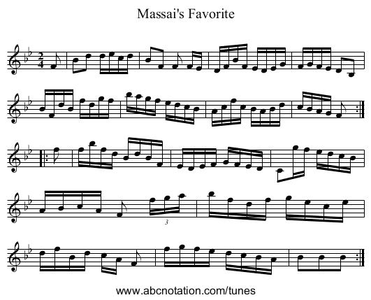 Massai's Favorite - staff notation