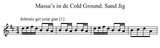 Massa’s in de Cold Ground. Sand Jig - staff notation