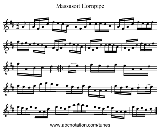 Massasoit Hornpipe - staff notation