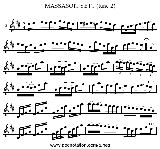MASSASOIT SETT (tune 2) - staff notation