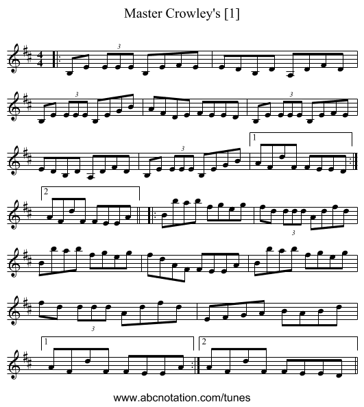 Master Crowley's [1] - staff notation