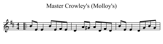 Master Crowley's (Molloy's) - staff notation