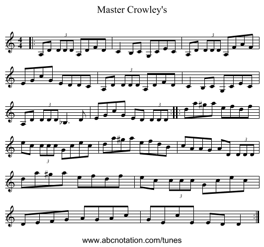 Master Crowley's - staff notation