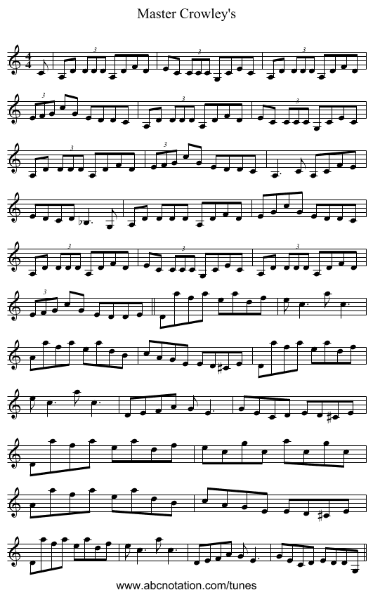 Master Crowley's - staff notation