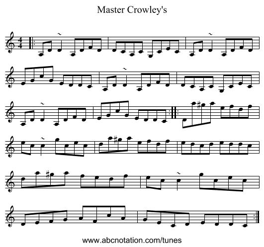 Master Crowley's - staff notation