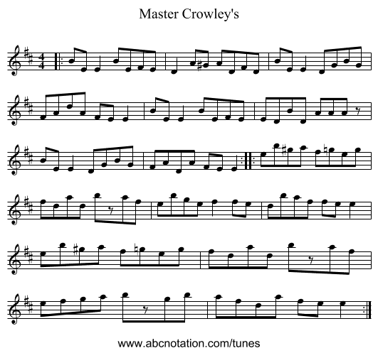 Master Crowley's - staff notation