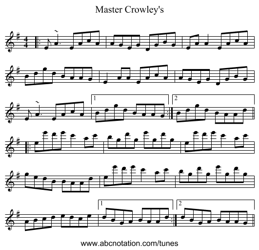 Master Crowley's - staff notation