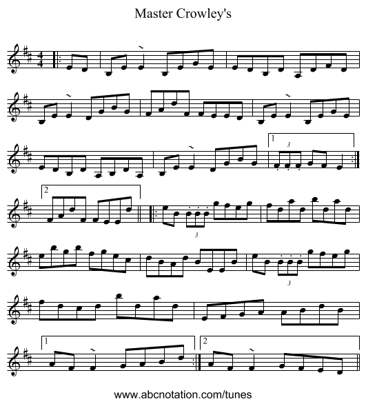 Master Crowley's - staff notation