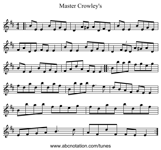Master Crowley's - staff notation