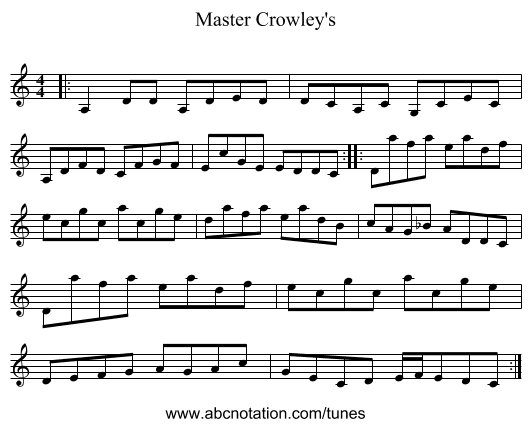 Master Crowley's - staff notation