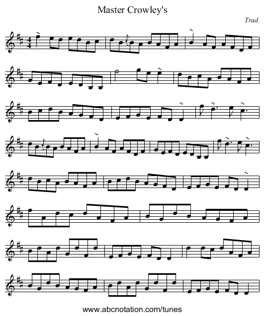 Master Crowley's - staff notation