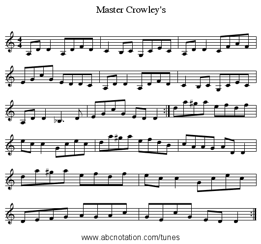 Master Crowley's - staff notation