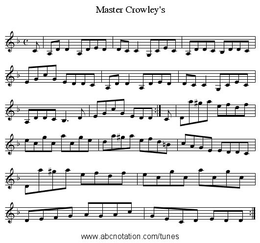 Master Crowley's - staff notation