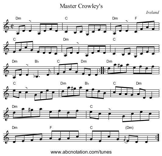 Master Crowley's - staff notation