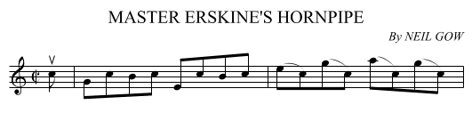 MASTER ERSKINE'S HORNPIPE - staff notation
