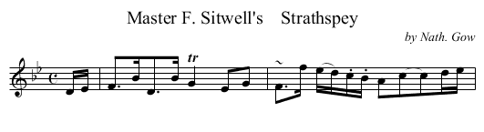 Master F. Sitwell's    Strathspey - staff notation