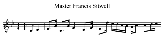 Master Francis Sitwell - staff notation
