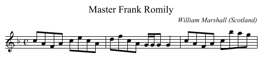 Master Frank Romily - staff notation