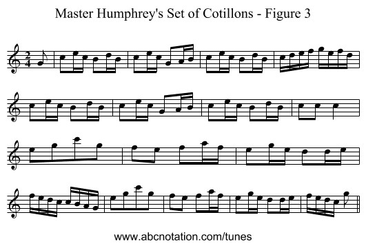 Master Humphrey's Set of Cotillons - Figure 3 - staff notation