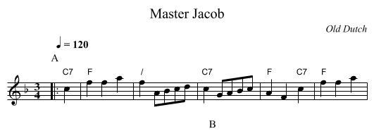 Master Jacob - staff notation