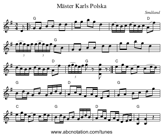 Mäster Karls Polska - staff notation
