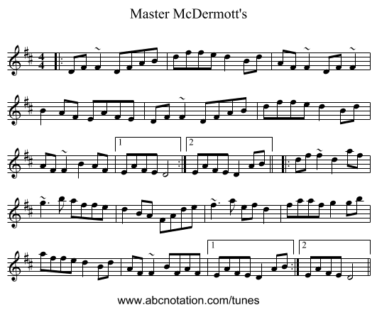 Master McDermott's - staff notation