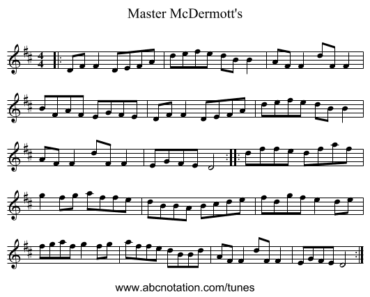 Master McDermott's - staff notation
