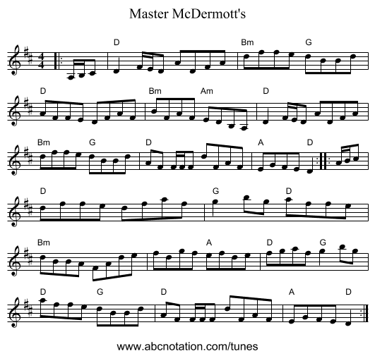 Master McDermott's - staff notation