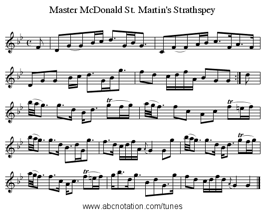 Master McDonald St. Martin's Strathspey - staff notation